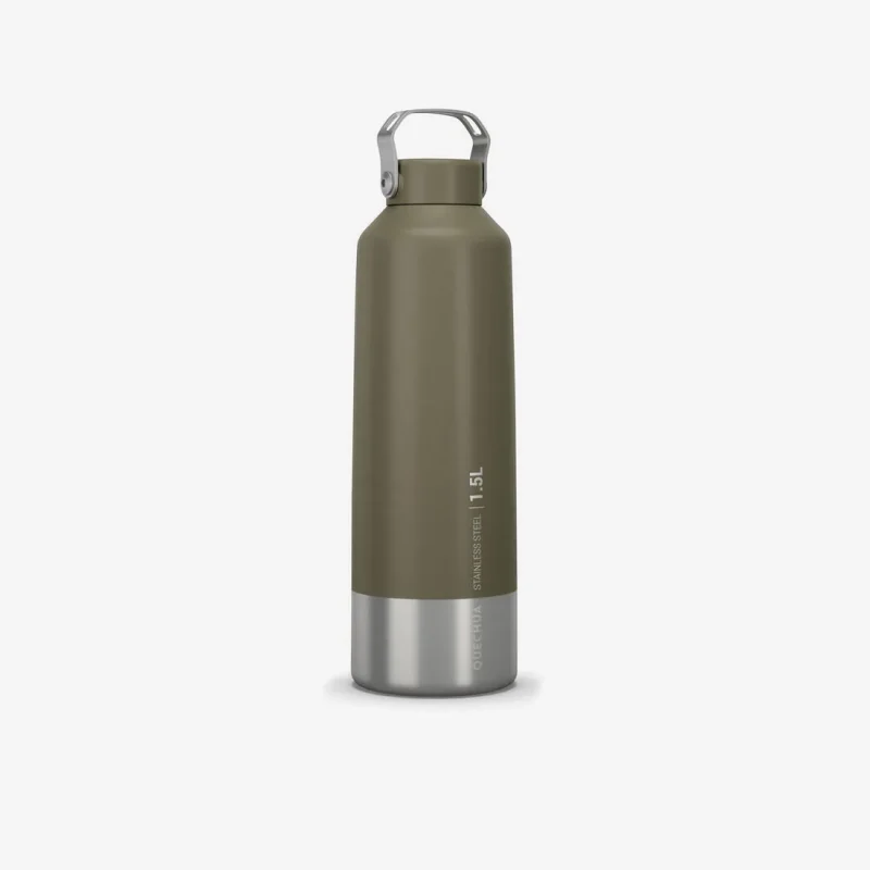 1 5l khaki stainless steel hiking water bottle with screw cap