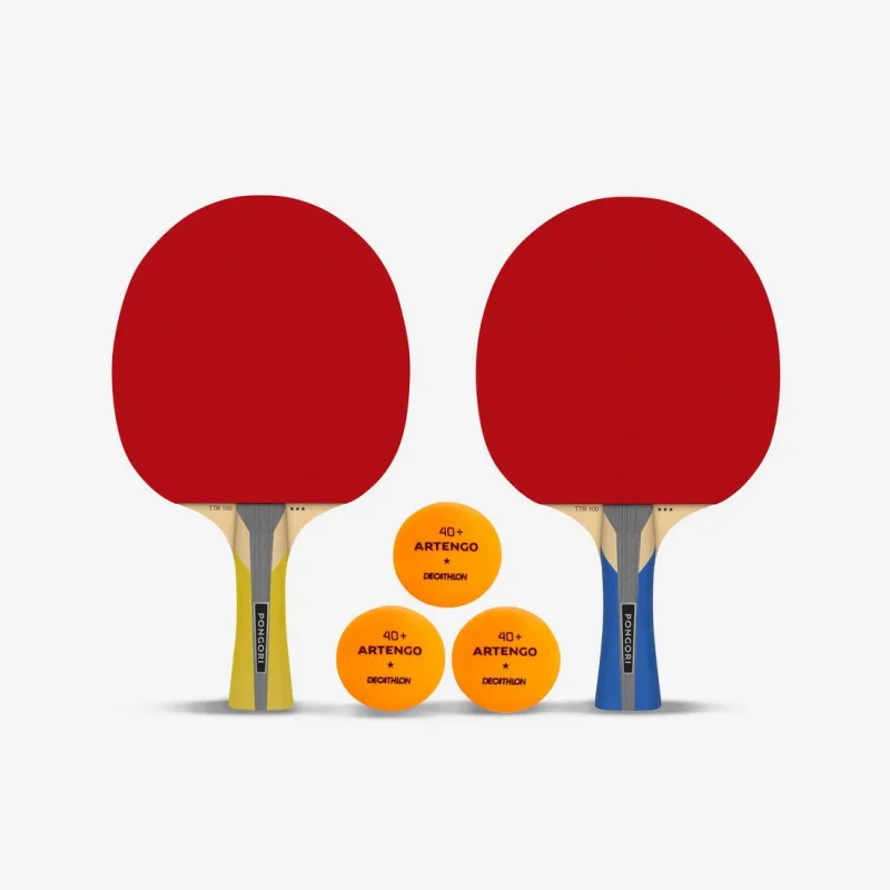 2 ttr 100 table tennis rackets 3 ttb 100 40mm balls orange set