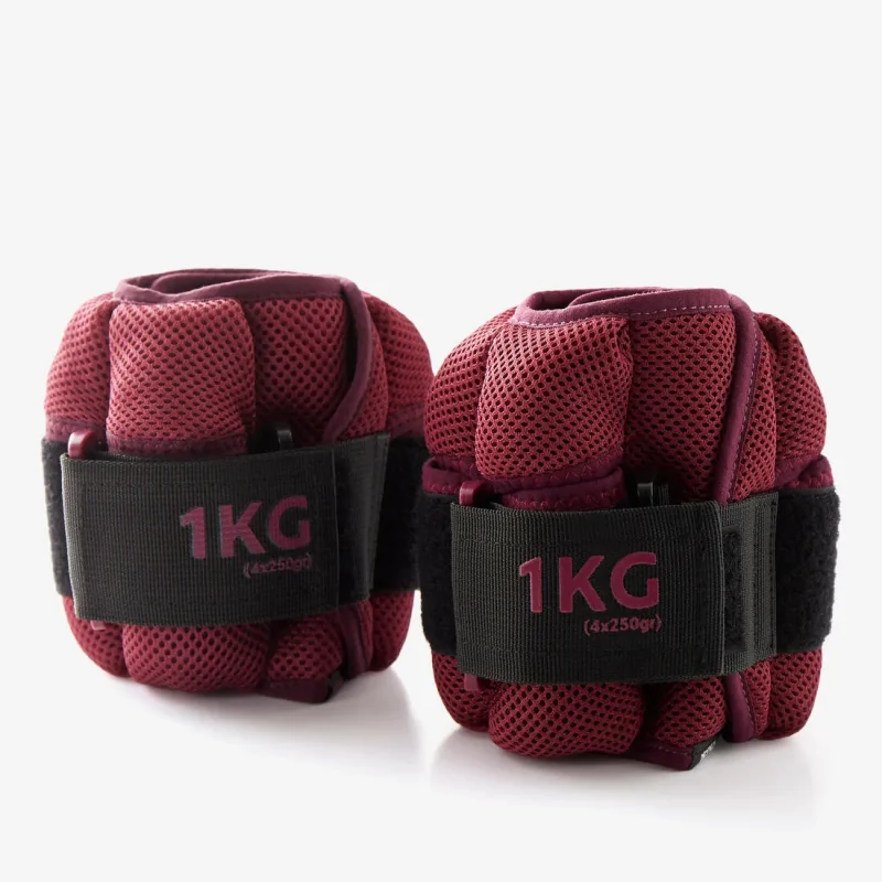 adjustable wrist ankle weights 1kg twin pack burgundy