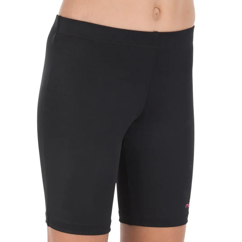 girls black long shorty swim bottoms