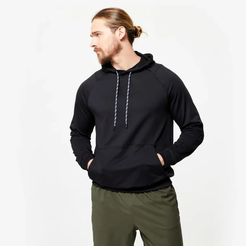 men s breathable fitness hoodie black