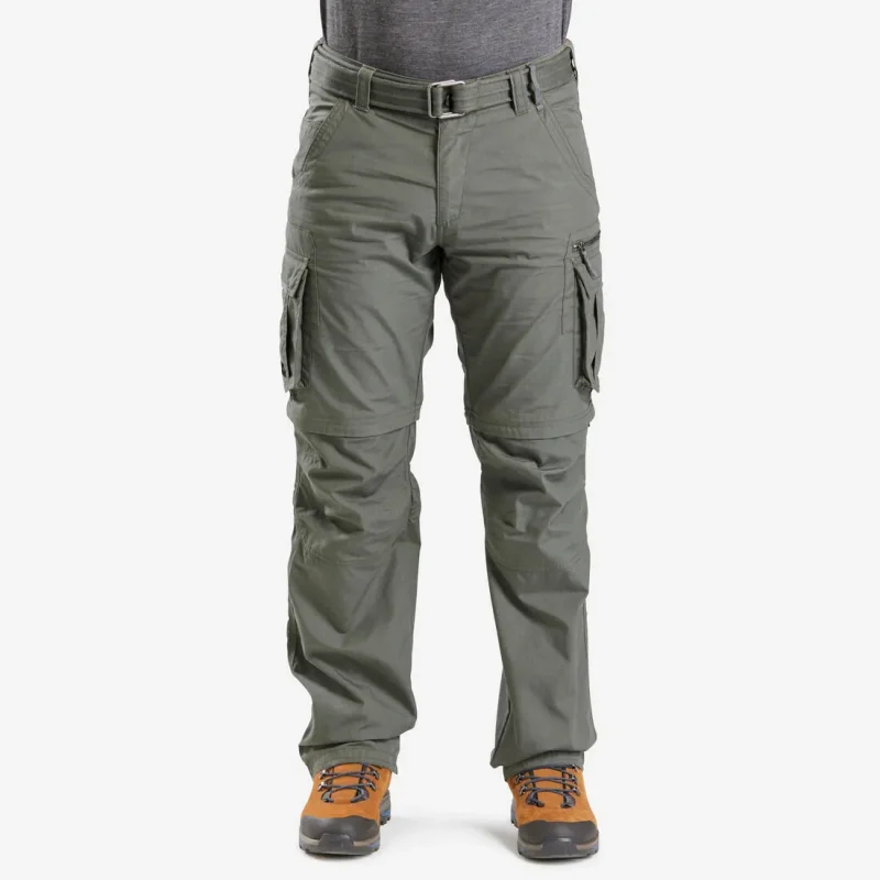 men s khaki zip off cargo pants for travel quick convertible trekking trousers