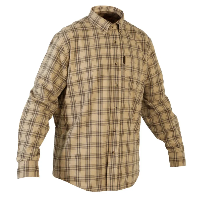 men s long sleeve hunting shirt checked white cotton