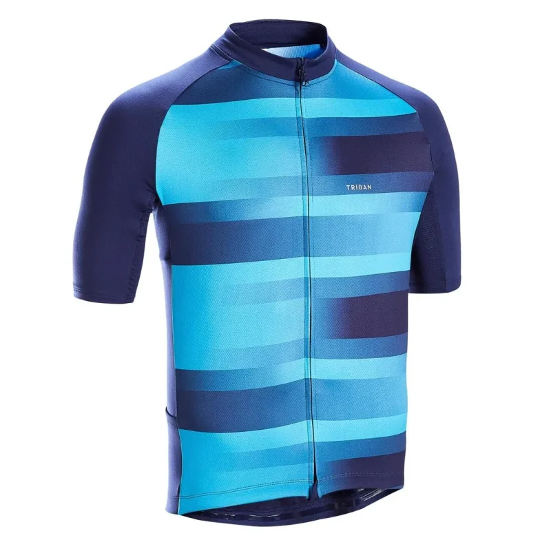 men s rc100 vib navy short sleeved cycling jersey for warm weather