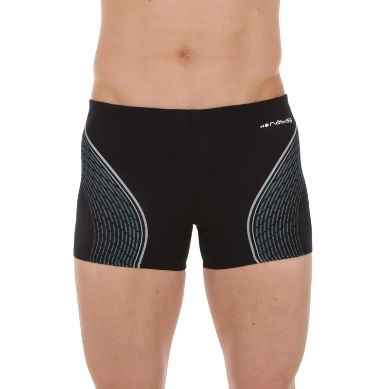 men s swim boxers 500 fit black dash grey