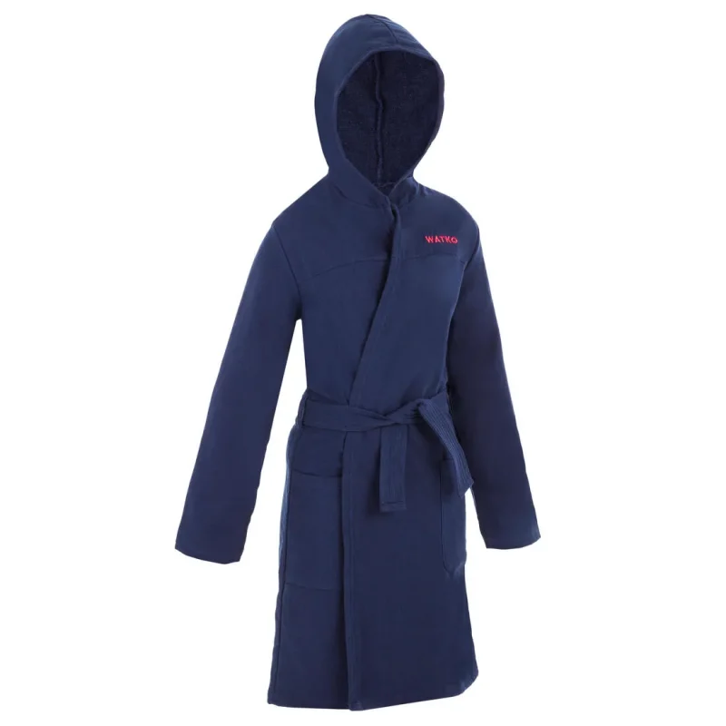 navy blue organic cotton kids pool bathrobe