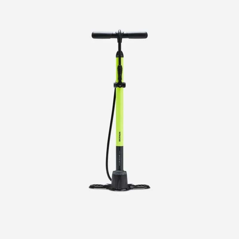 neon yellow bike floor pump 900 high pressure quick inflation