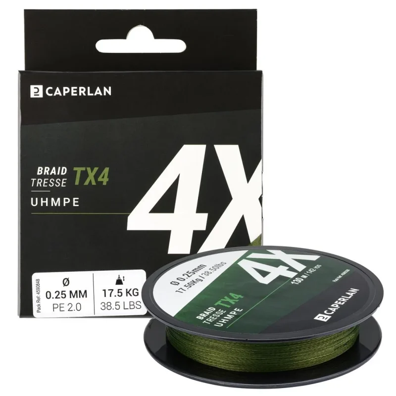 tx4 khaki braided fishing line 130m