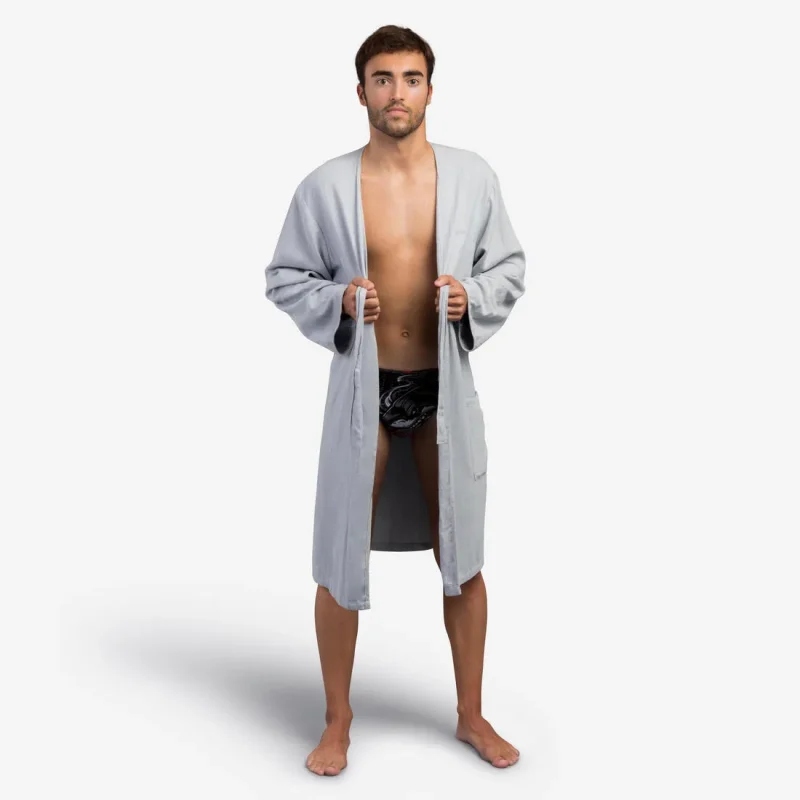 unisex soft cotton pool bathrobe light grey