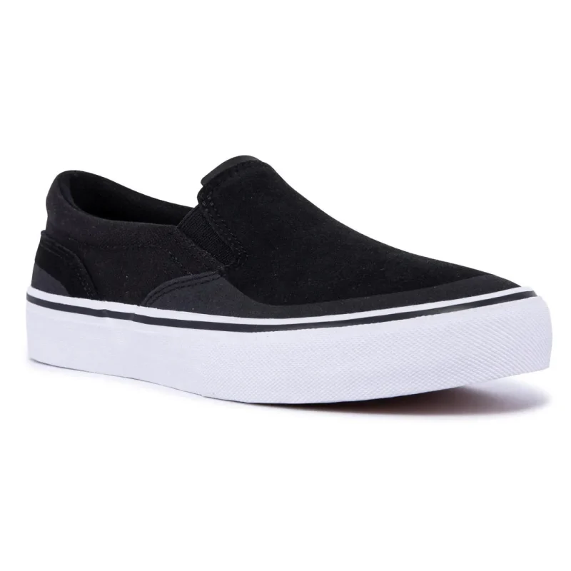 vulca 500 black white skate shoes adult low top slip on