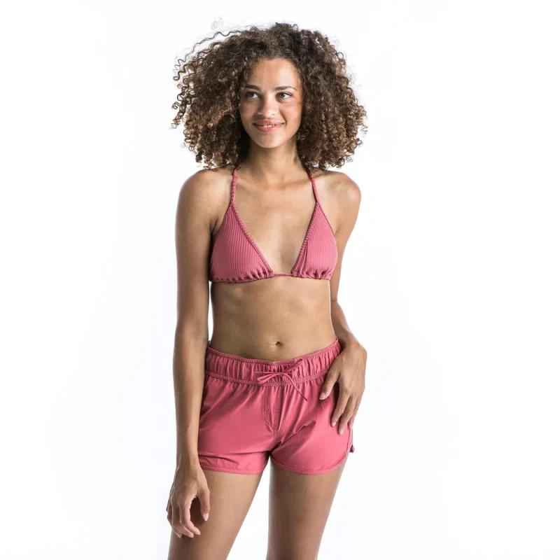 women s ribbed pink triangle bikini top mae